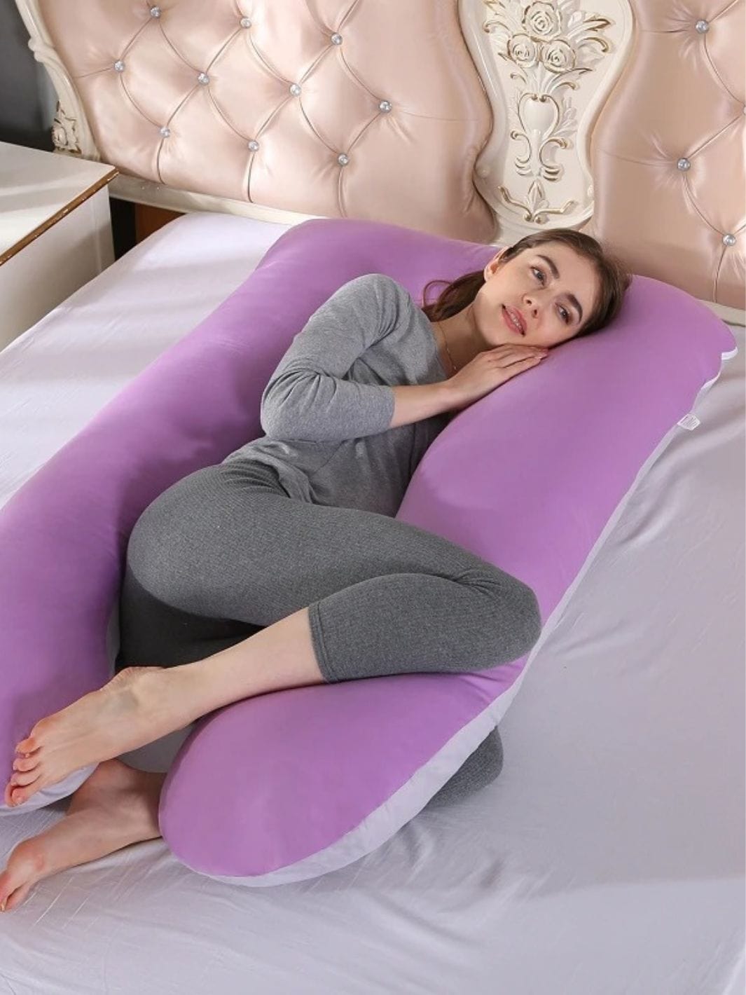 Coussin de Grossesse Mauve Gris