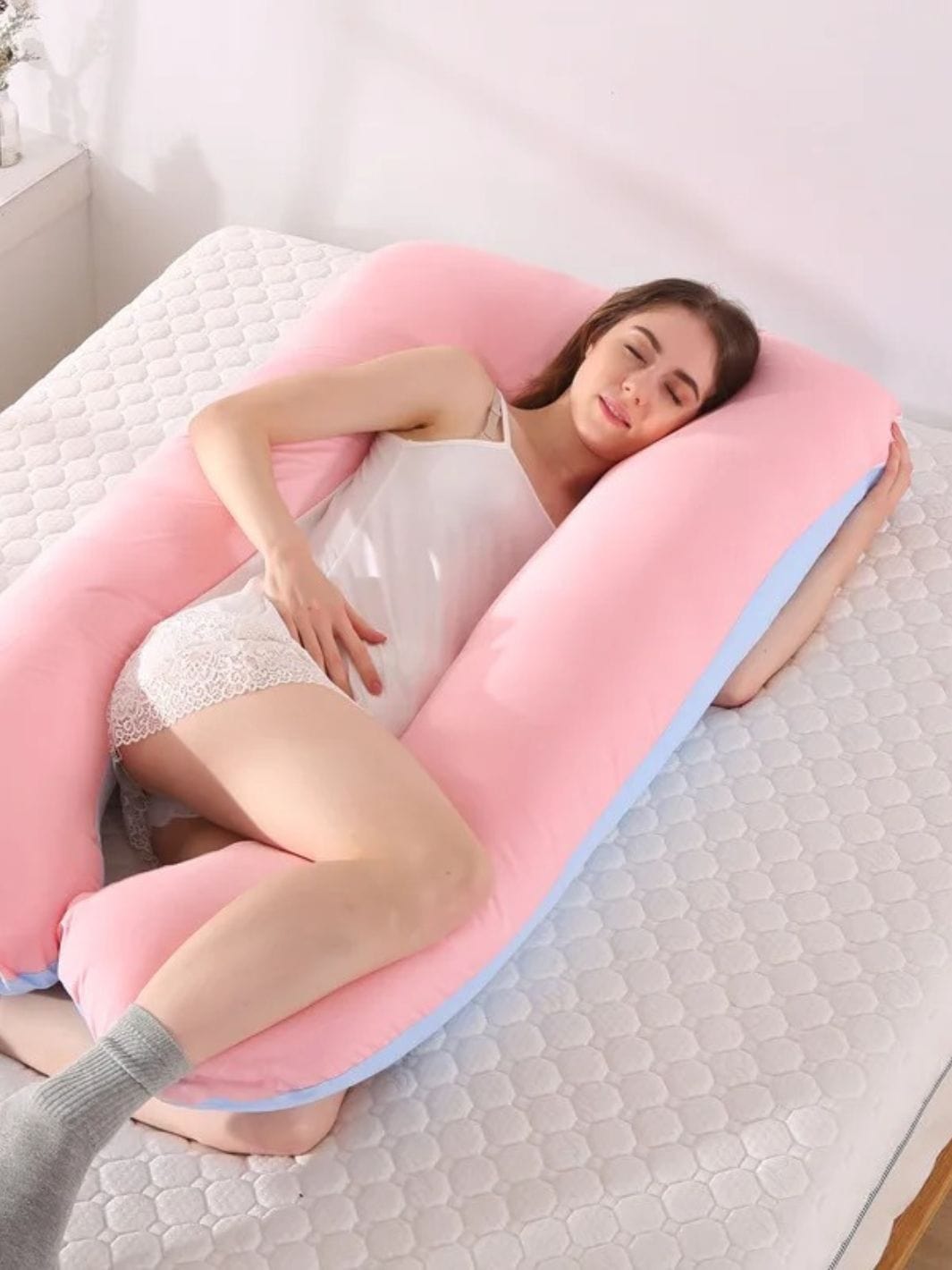 Coussin de Grossesse Rose Bleu Turquoise