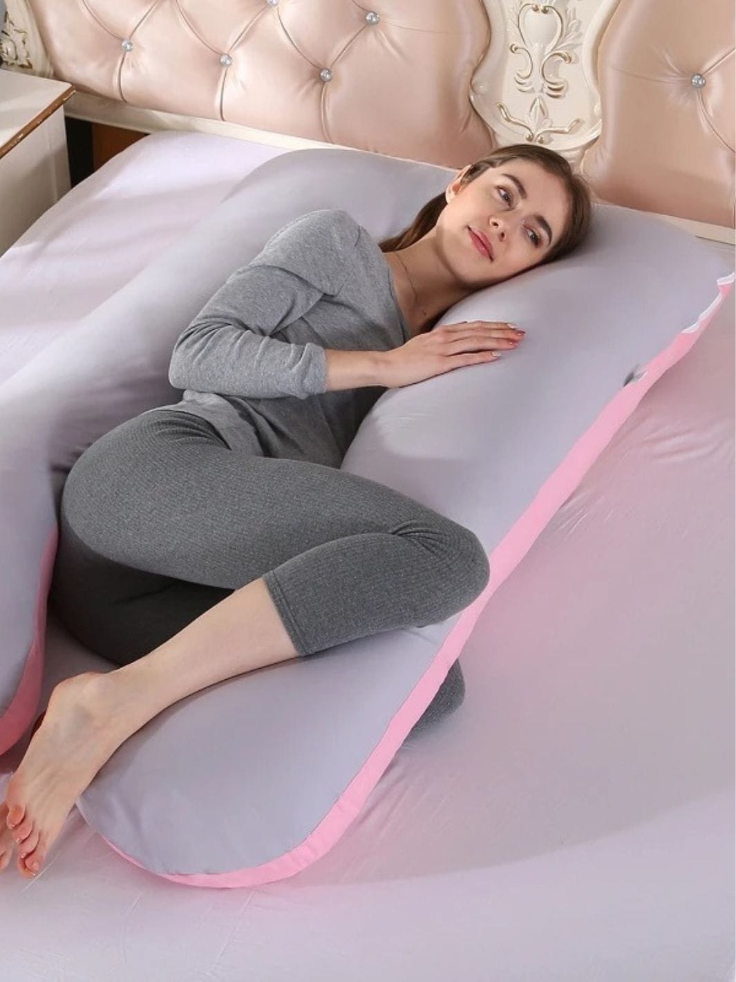 Coussin de Grossesse Rose Gris Foncé