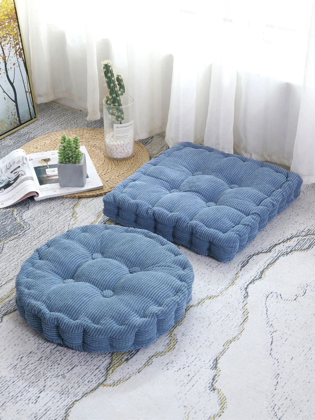Coussin Rond Bleu