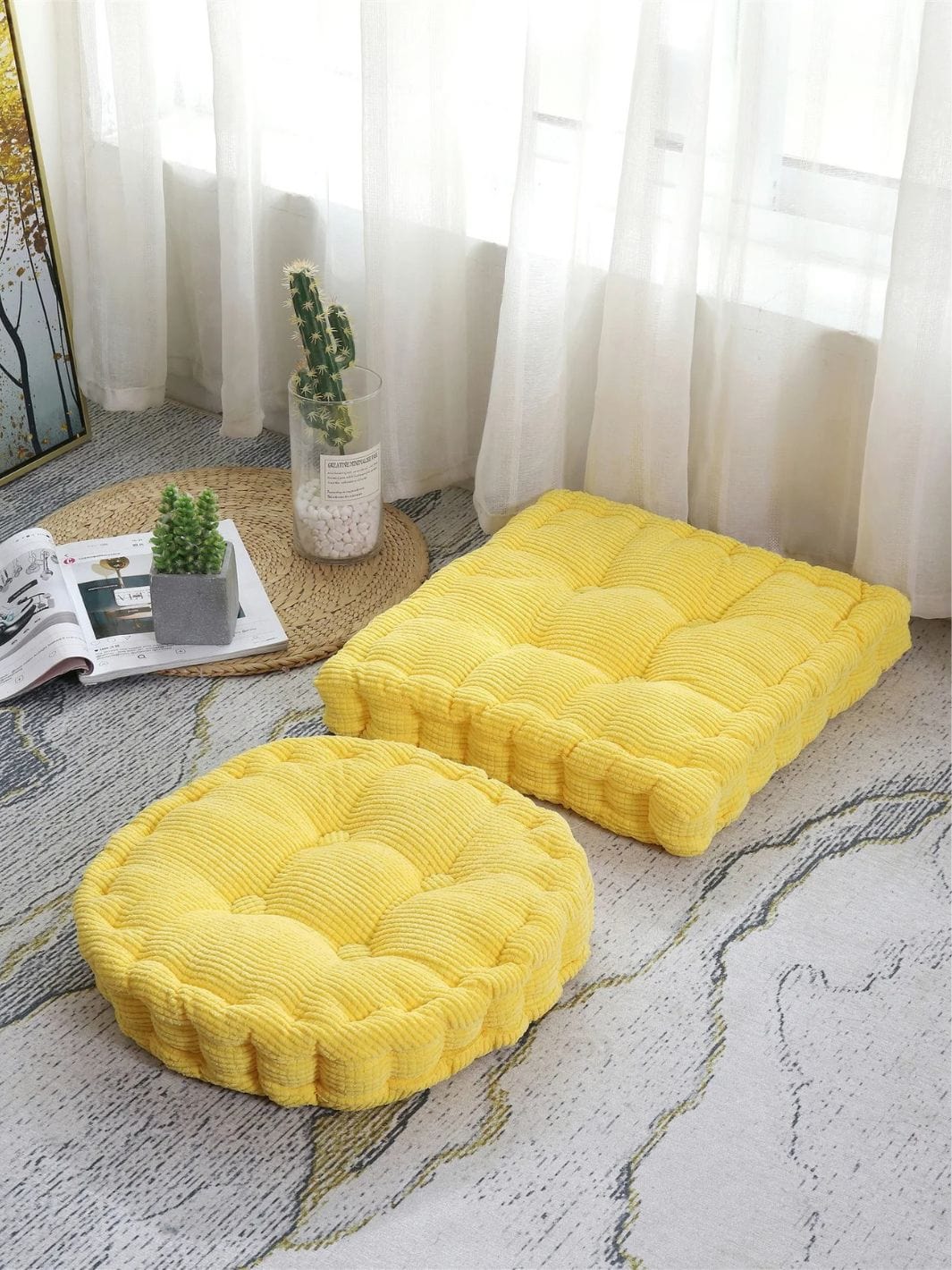 Coussin Rond Jaune