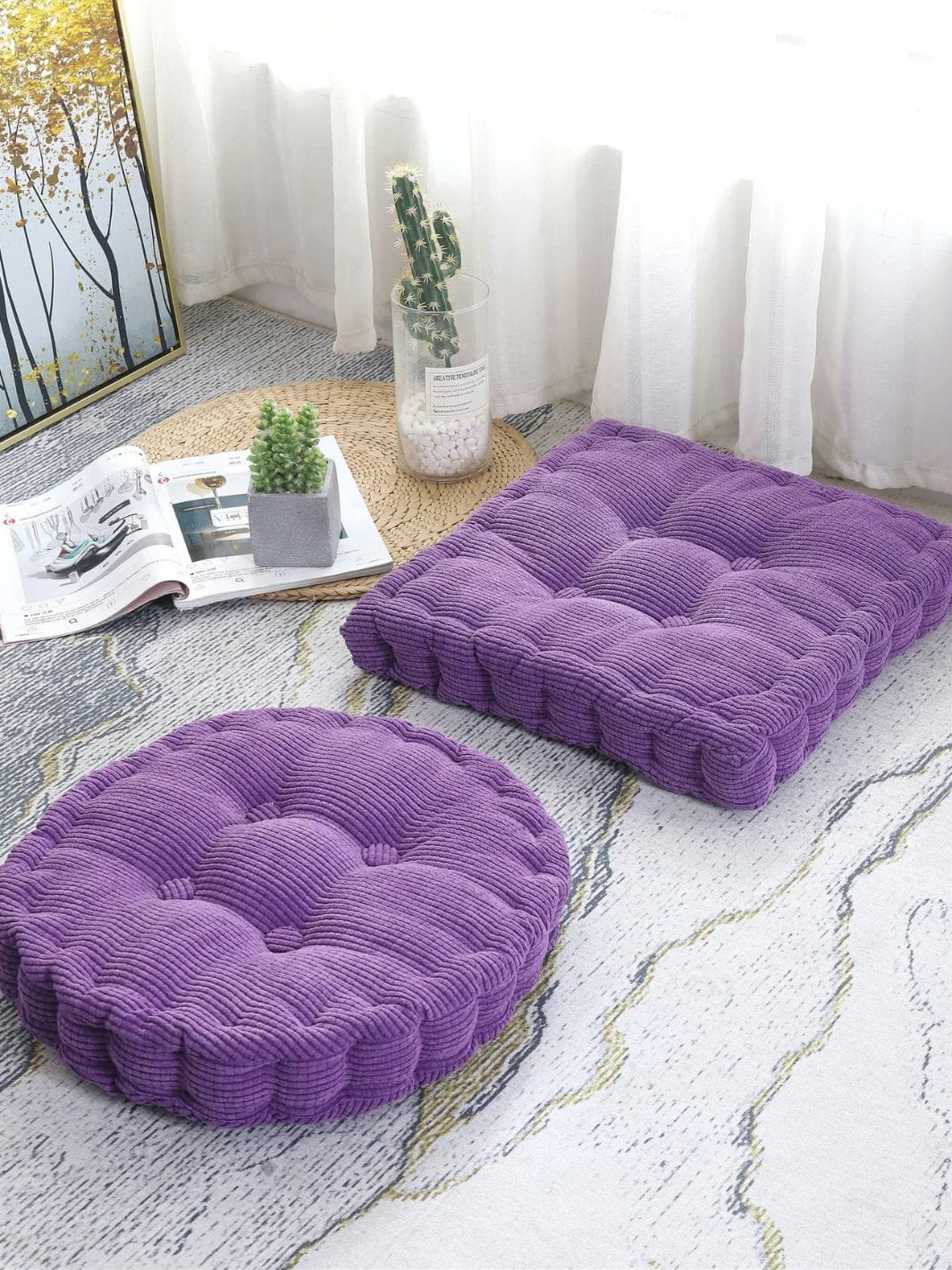 Coussin Rond Mauve