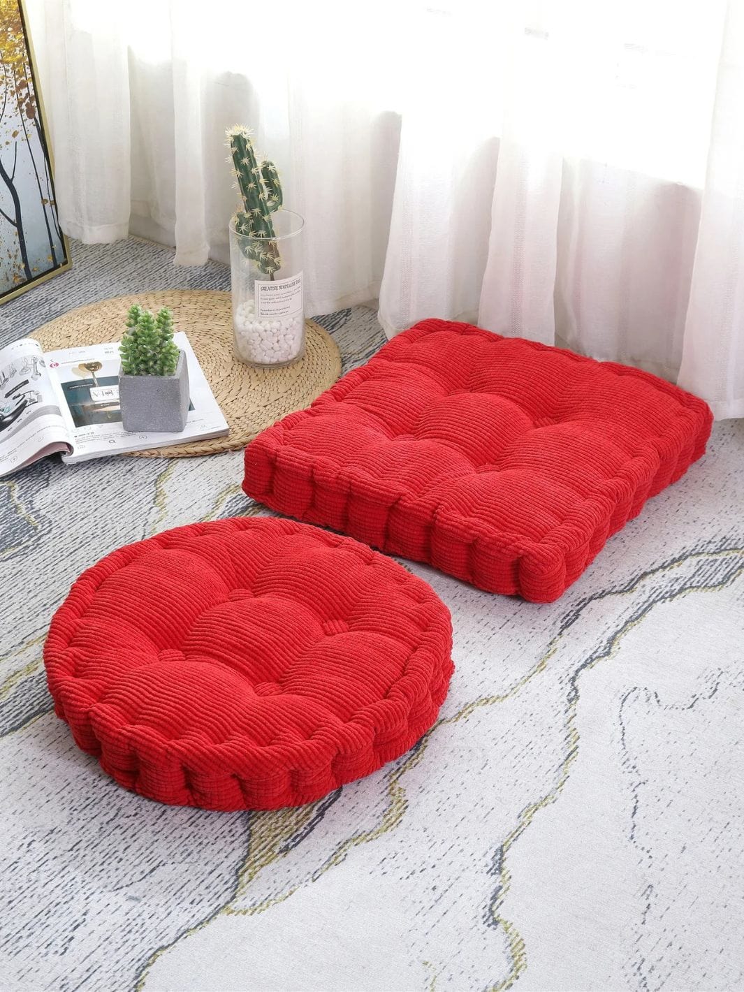 Coussin Rond Rouge
