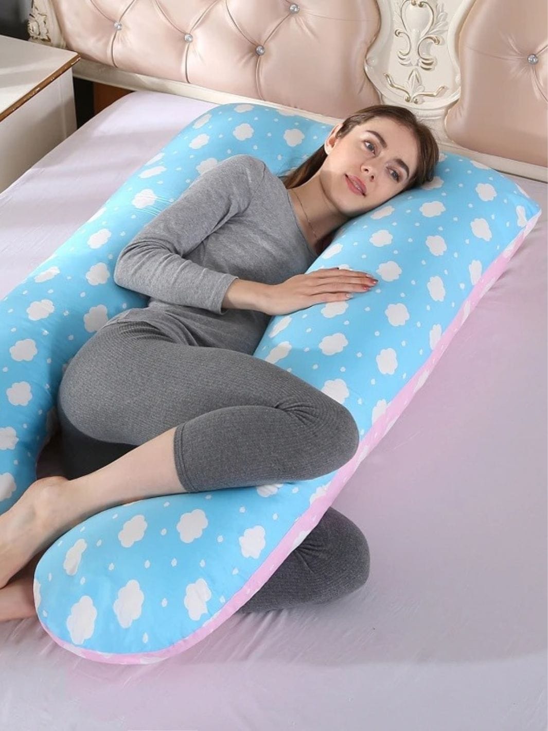 Coussin de Grossesse Bleu Rose
