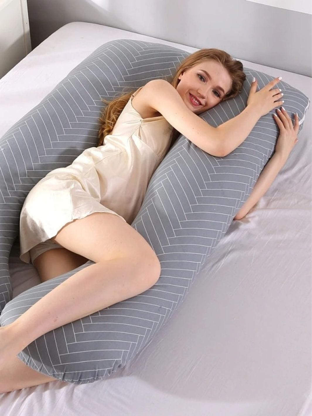 Coussin de Grossesse Gris Rayé